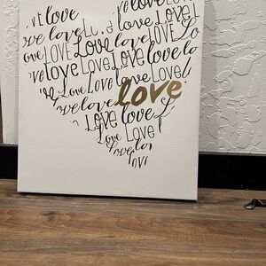 Heart Typography Canvas Art - Black and Gold